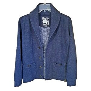 Lucky Brand Jacket Womens Size S/P Shawl Collar Cotton Blend Snow Heather Blue